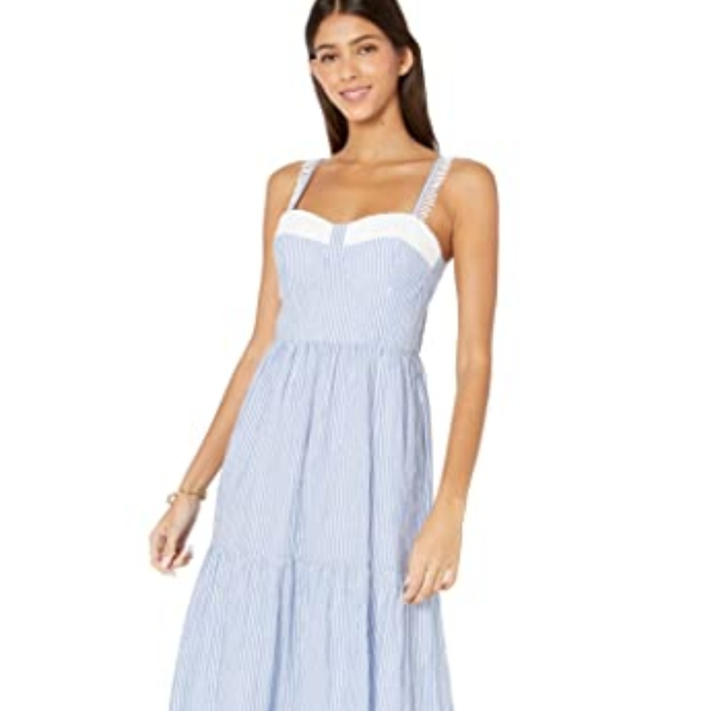 Lilly Pulitzer Blue and White Striped Maxi Dress
